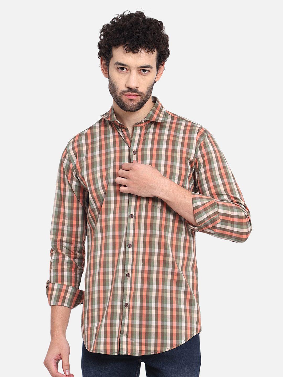 dezano-men-brown-modern-tartan-checks-opaque-checked-casual-shirt