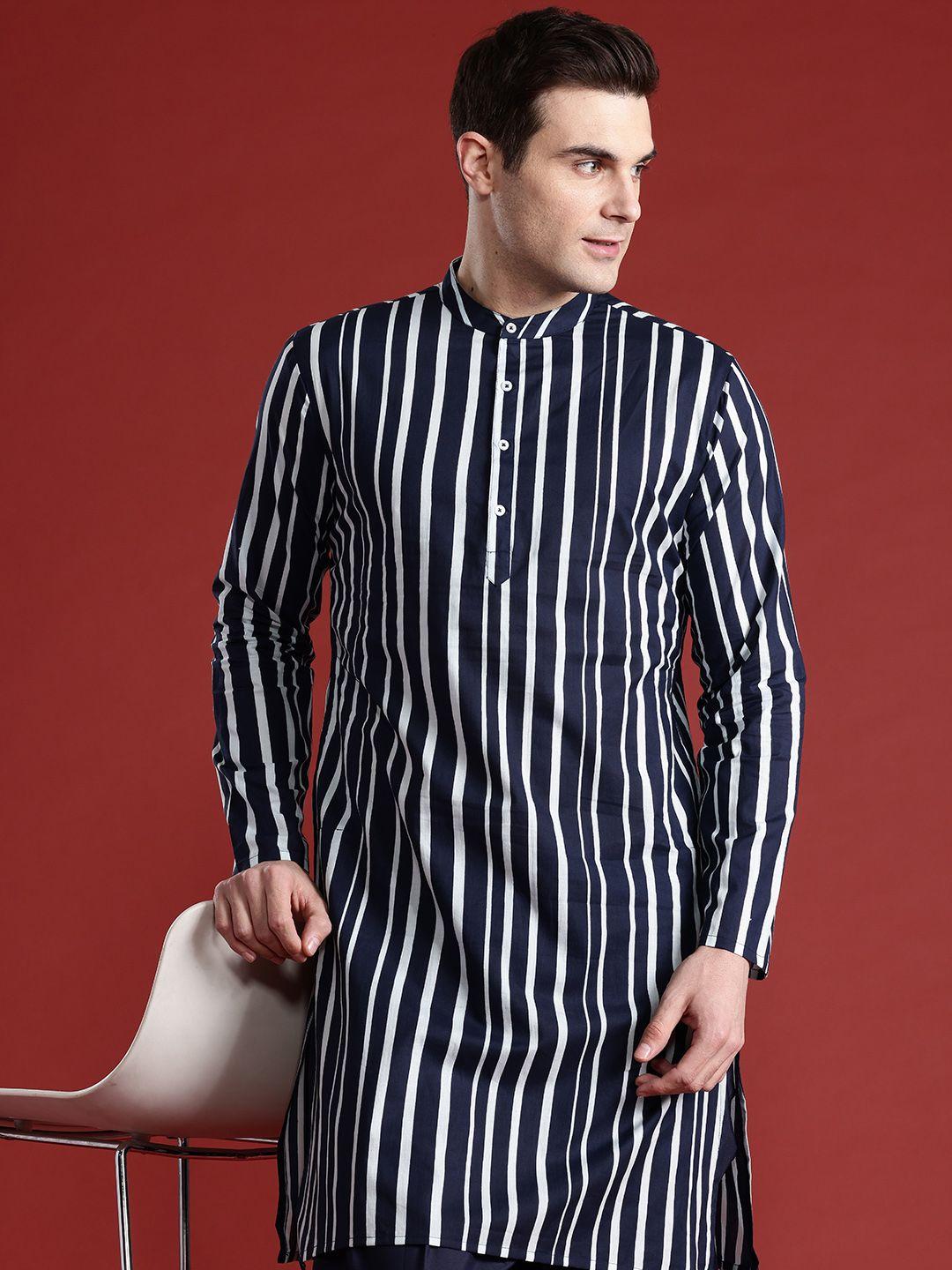anouk-striped-pure-cotton-kurta-with-dhoti-pants
