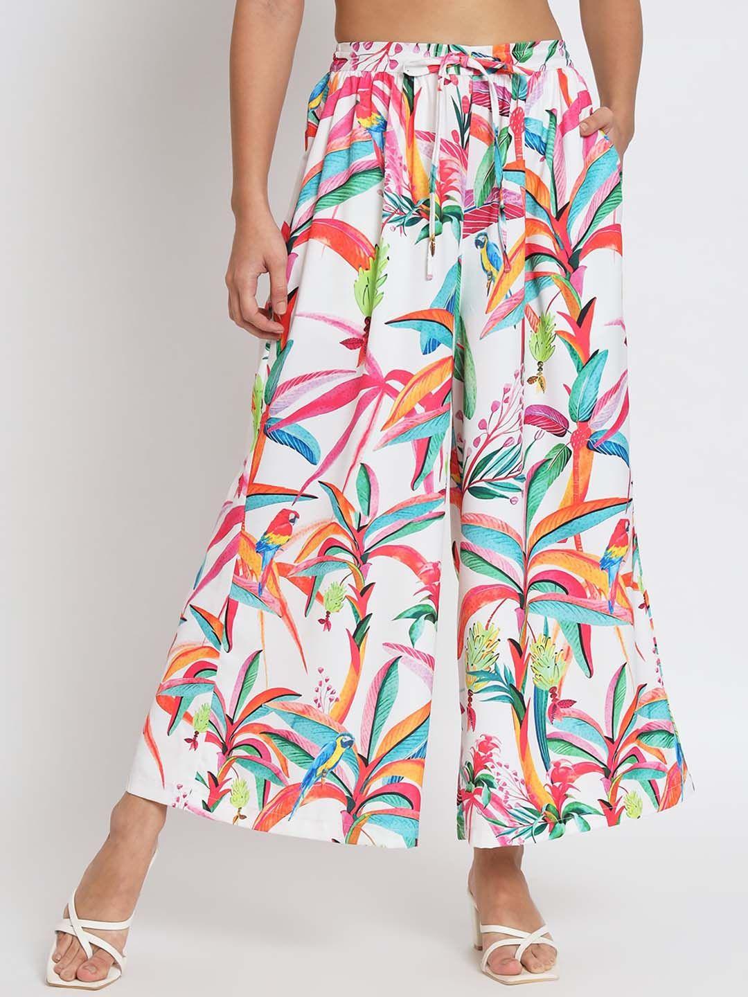 angloindu-women-white-floral-printed-loose-fit-pleated-culottes-trousers