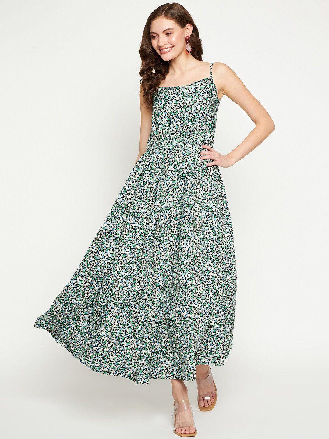 fashfun-floral-printed-shoulder-straps-gathered-detailed-fit-&-flare-midi-dress