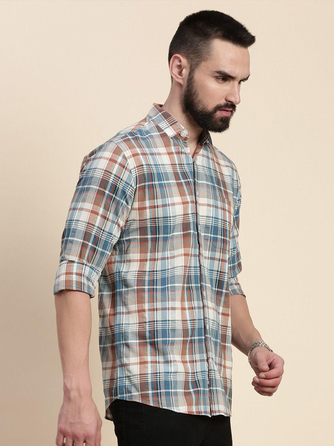 dillinger-tartan-checked-spread-collar-pure-cotton-casual-shirt