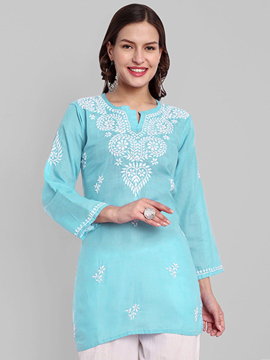 ada-floral-embroidered-lucknowi-chikankari-pure-cotton-kurti