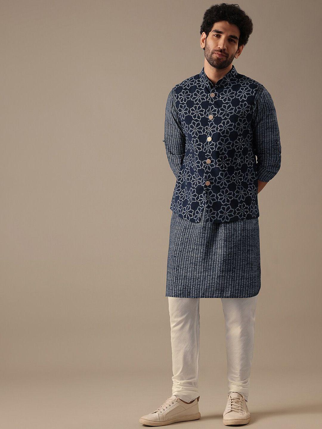 kalki-fashion-striped-mandarin-collar-roll-up-sleeves-kurta-with-churidar-with-jacket