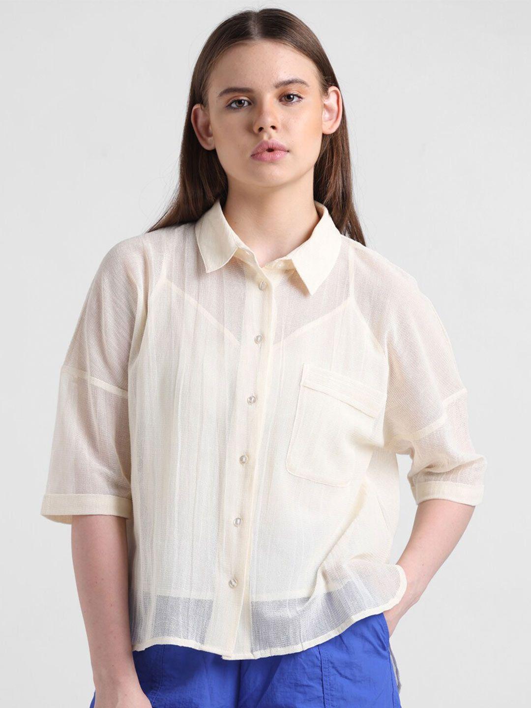 only-new-spread-collar-semi-sheer-casual-shirt