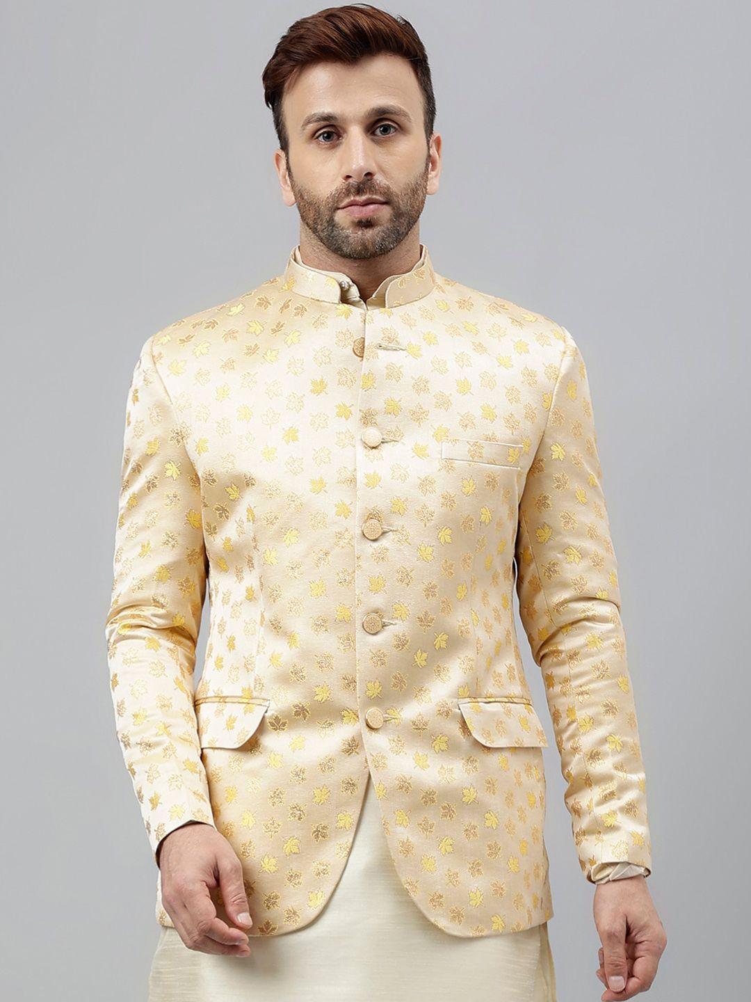 hangup-printed-mandarin-collar-jacquard-bandhgala-ethnic-blazers