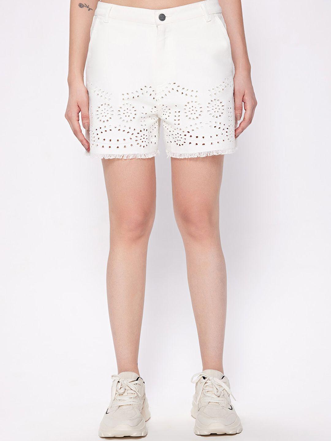 cover-story-women-white-self-design-mid-rise-denim-shorts