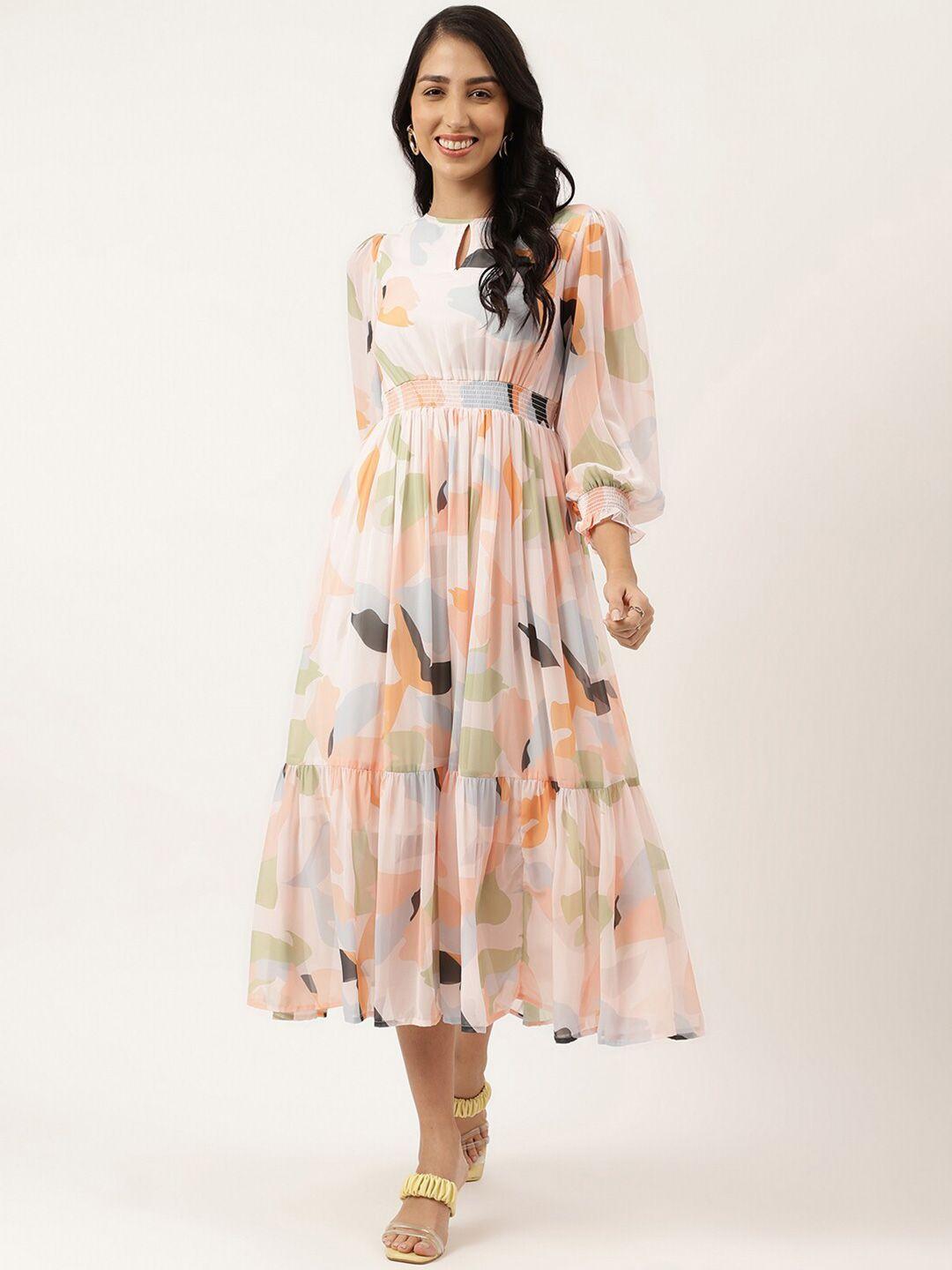 masakali.co-abstract-printed-keyhole-neck-georgette-fit-&-flare-midi-dress