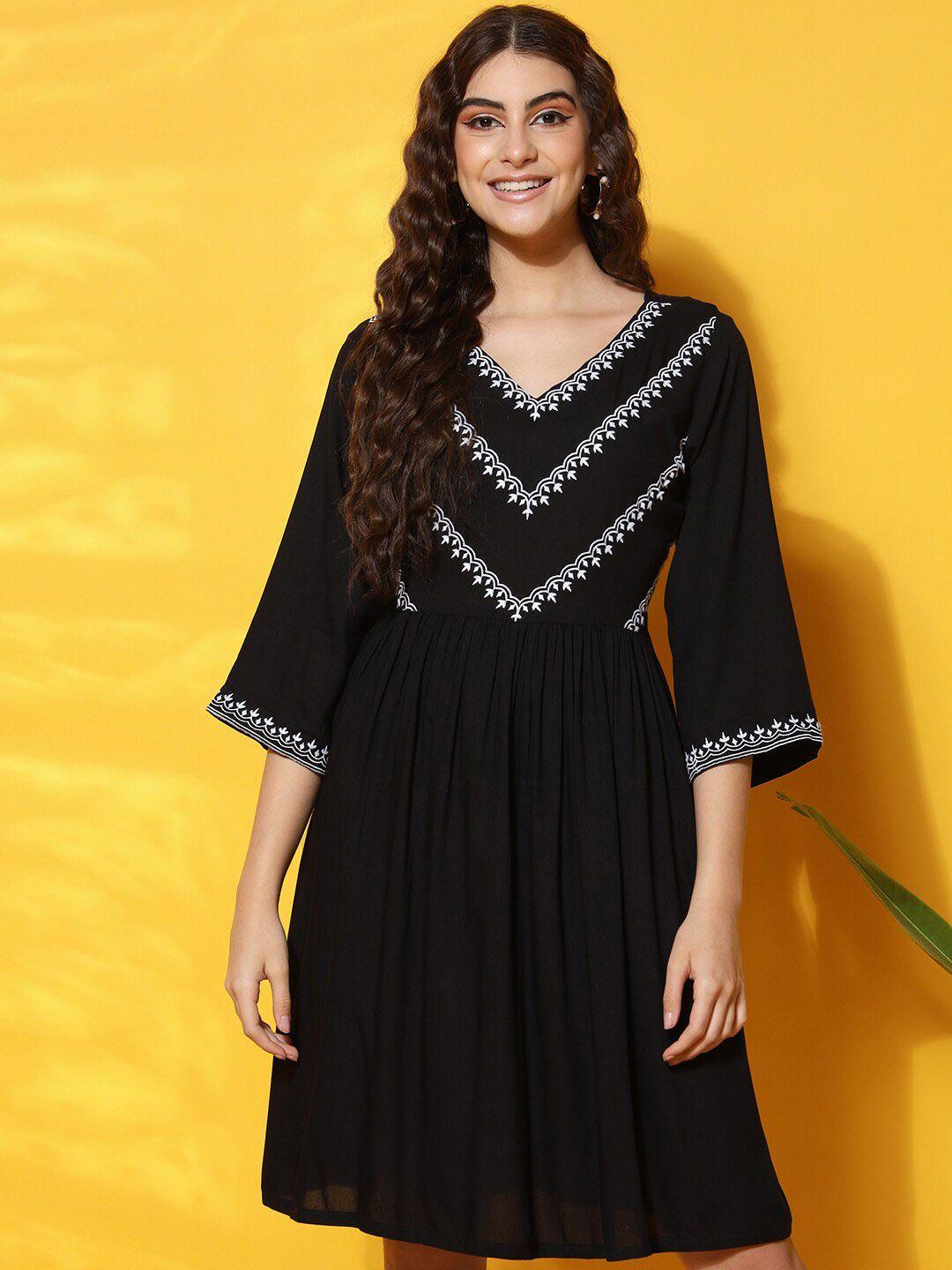 black-scissor-floral-embroidered-ethnic-dresses