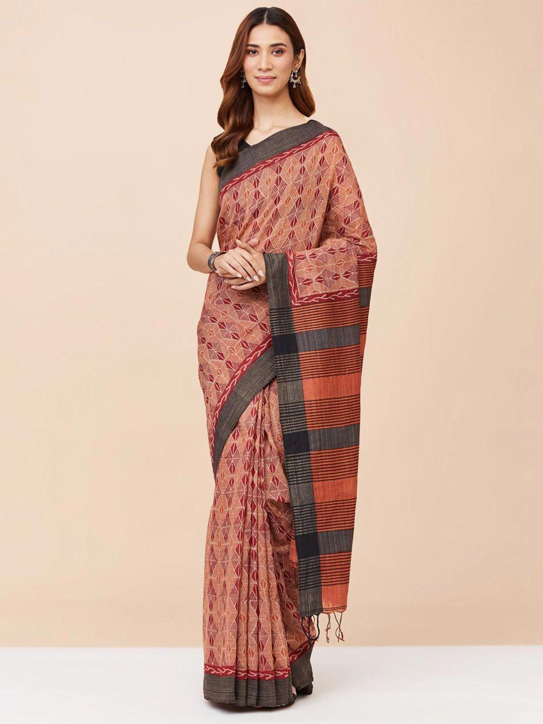fabindia-geometric-printed-cotton-silk-saree