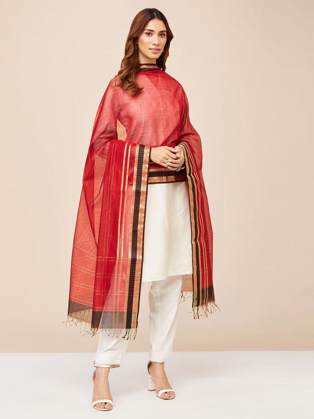 fabindia-striped-cotton-silk-maheshwari-dupatta-with-zari