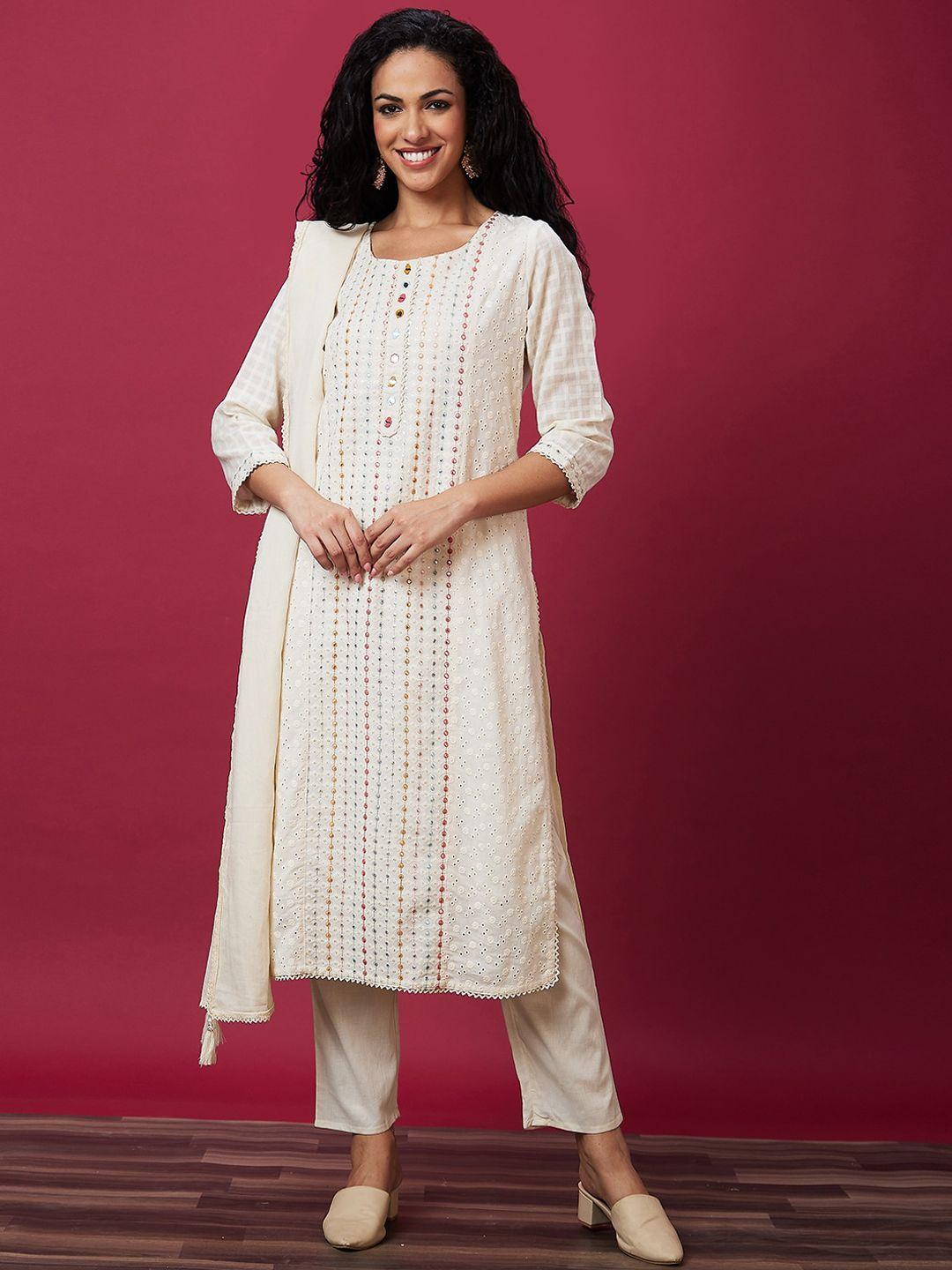 globus-off-white-floral-embroidered-thread-work-pure-cotton-kurta-with-trousers-&-dupatta