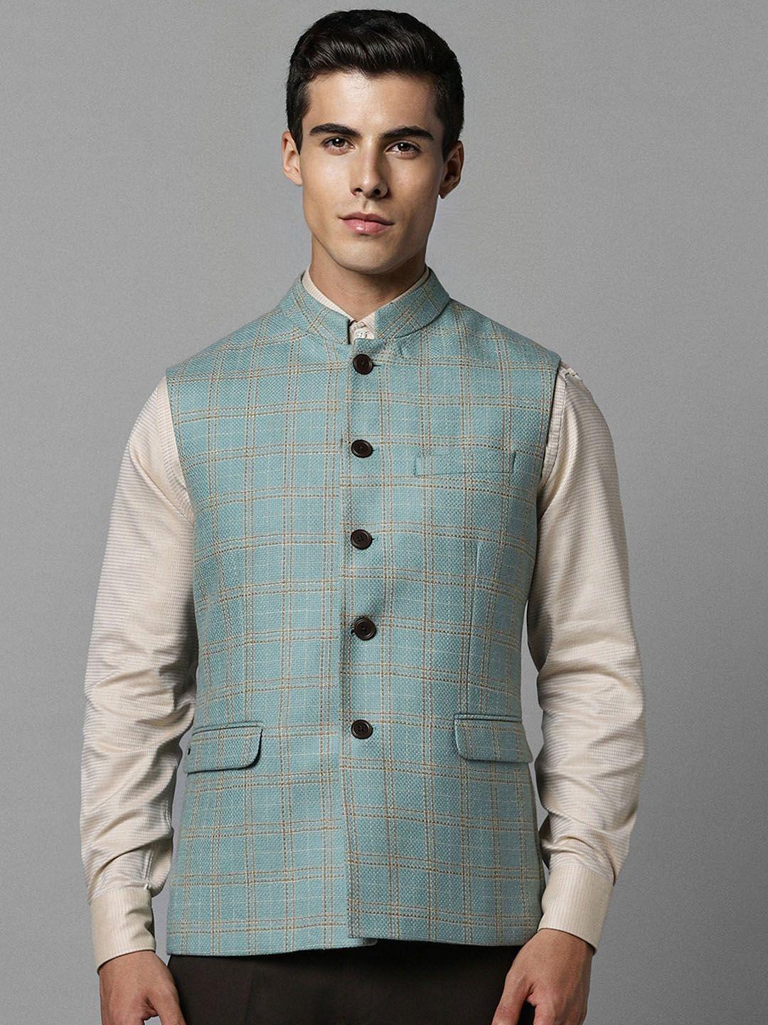 louis-philippe-checked-mandarin-collar-pure-woollen-nehru-jacket