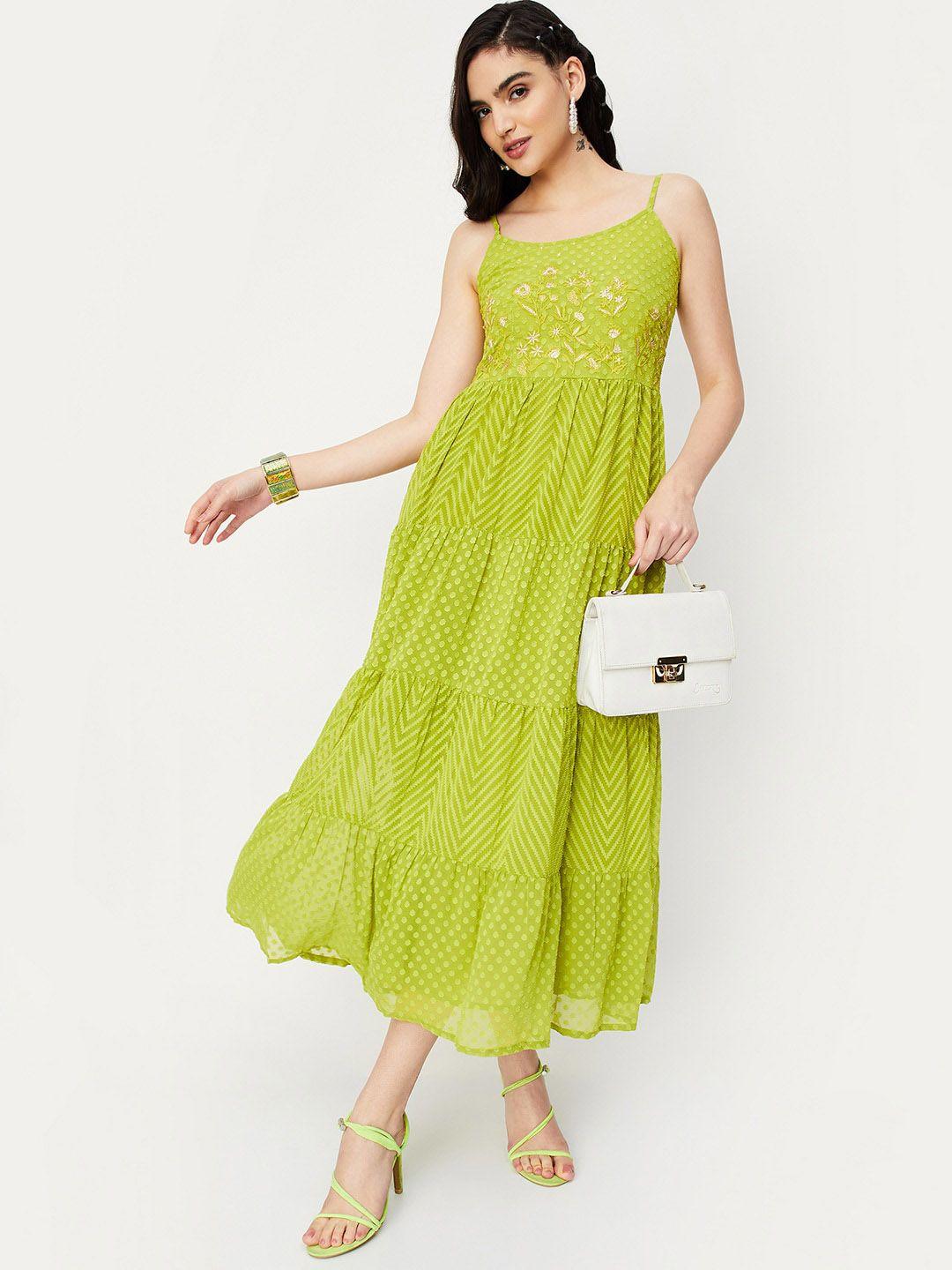 max-self-design-embroidered-fit-&-flared-maxi-ethnic-dress