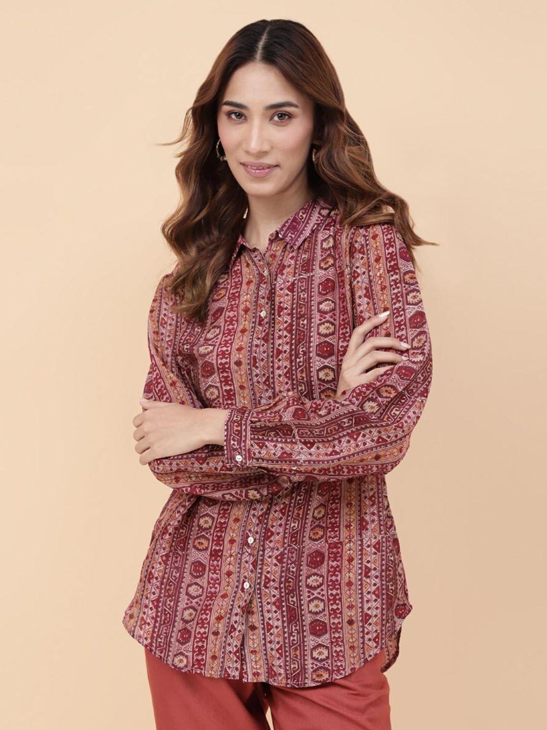 fabindia-ethnic-motifs-printed-spread-collar-casual-shirt