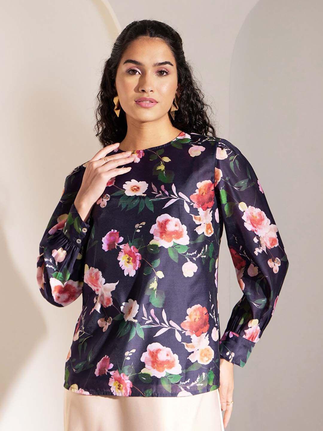 fablestreet-floral-printed-cuffed-sleeves-top