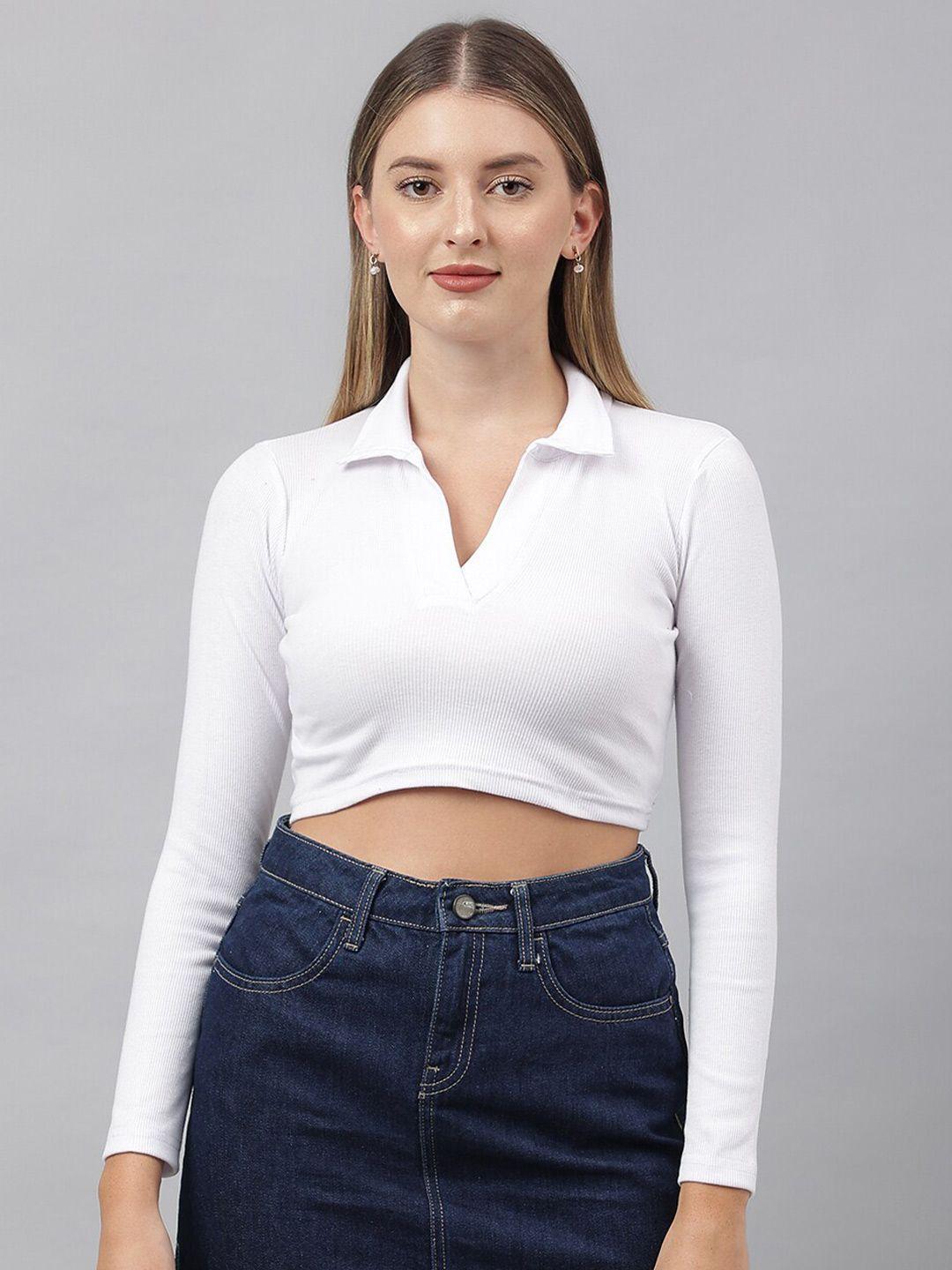 color-capital-shirt-collar-fitted-cotton-crop-top