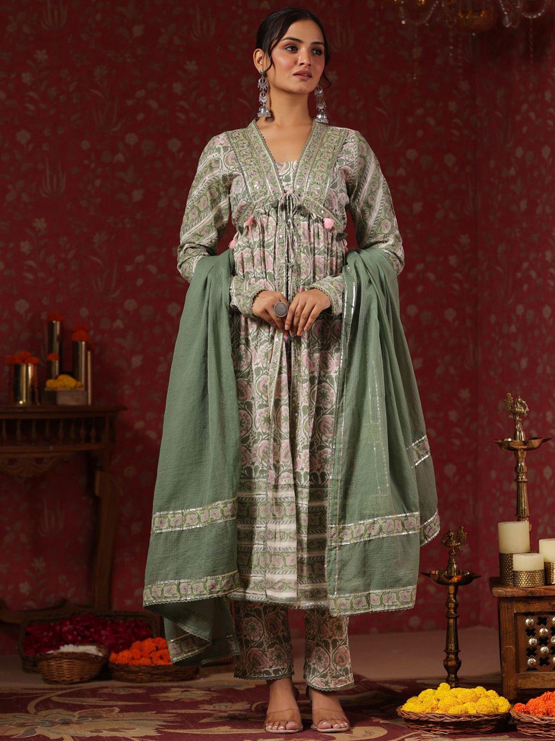 ishin-green-ethnic-motifs-printed-pure-cotton-kurta-with-trousers-&-dupatta