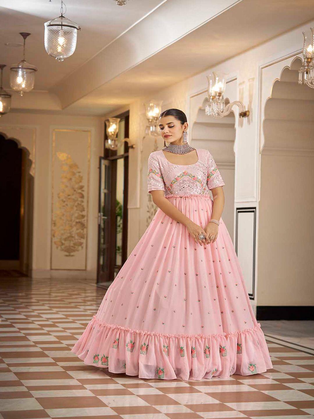 mitera-pink-&-gold-toned-floral-printed-mirror-work-semi-stitched-dress-material