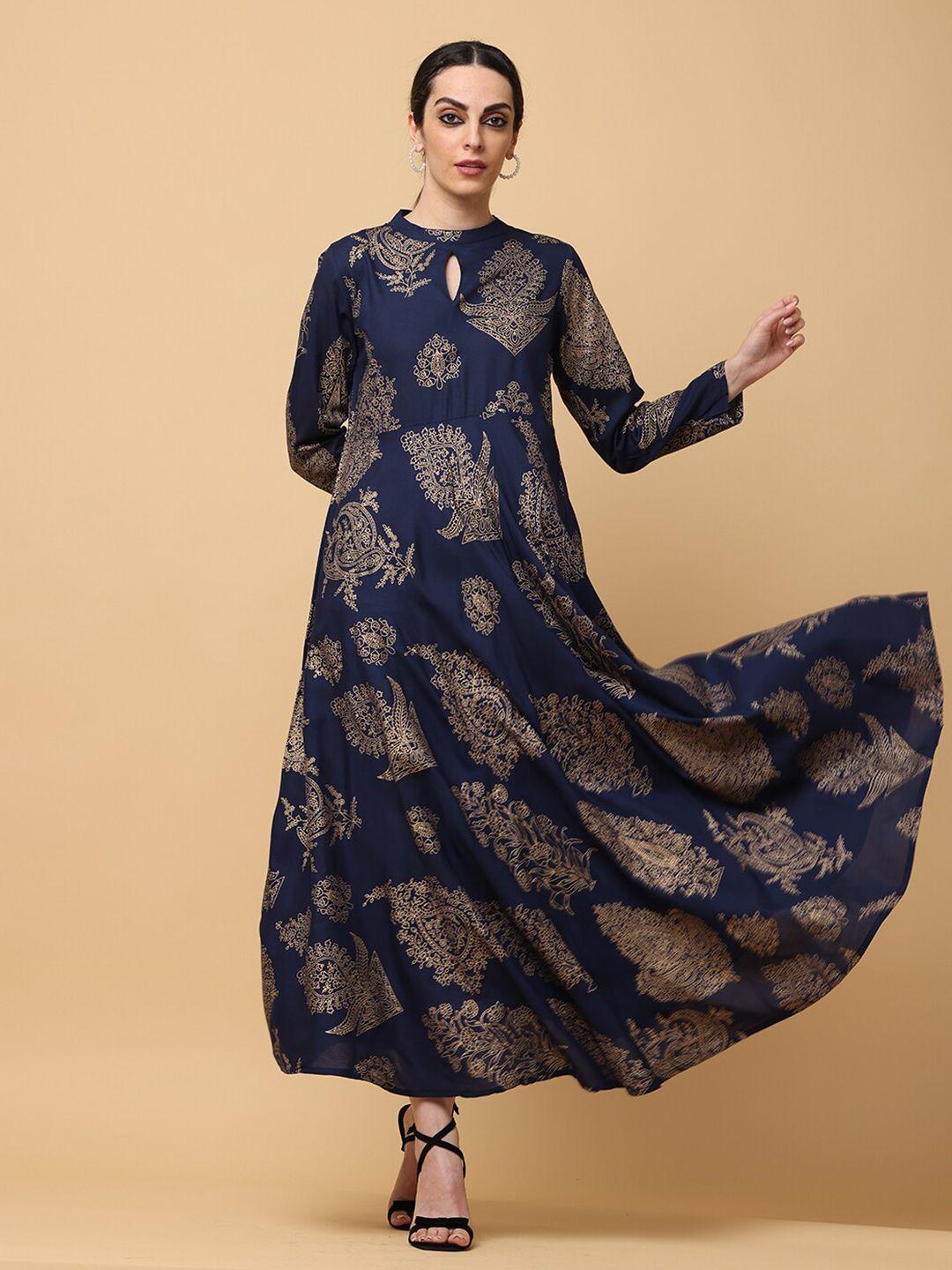 aayusika-blue-ethnic-motifs-print-maxi-dress