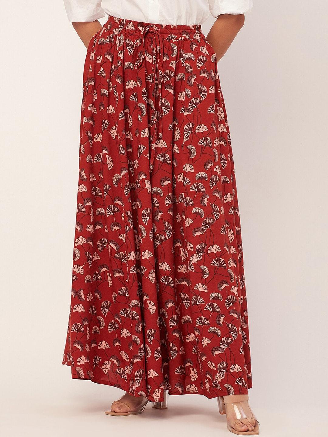 moomaya-floral-printed-flared-maxi-skirt
