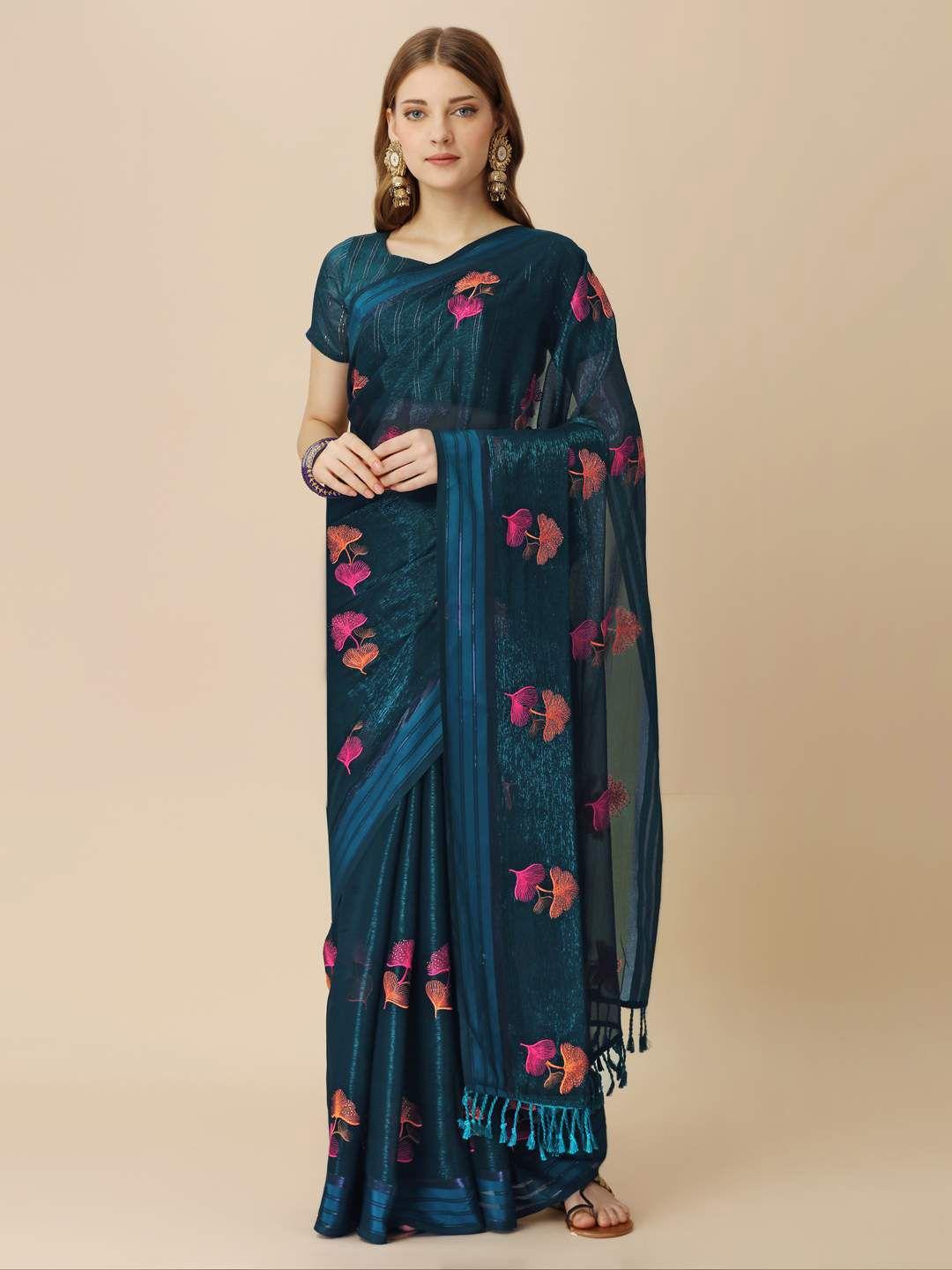 indian-women-floral-printed-pure-chiffon-saree