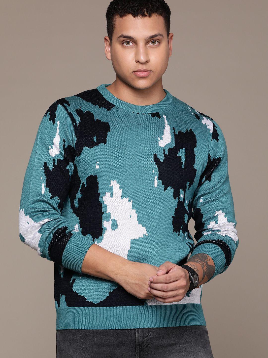 roadster-men-self-design-pullover-sweater