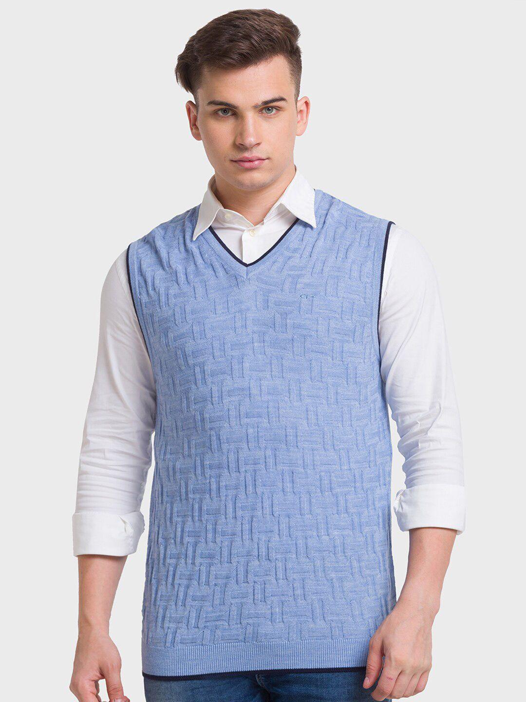 colorplus-geometric-self-design-v-neck-sweater-vest