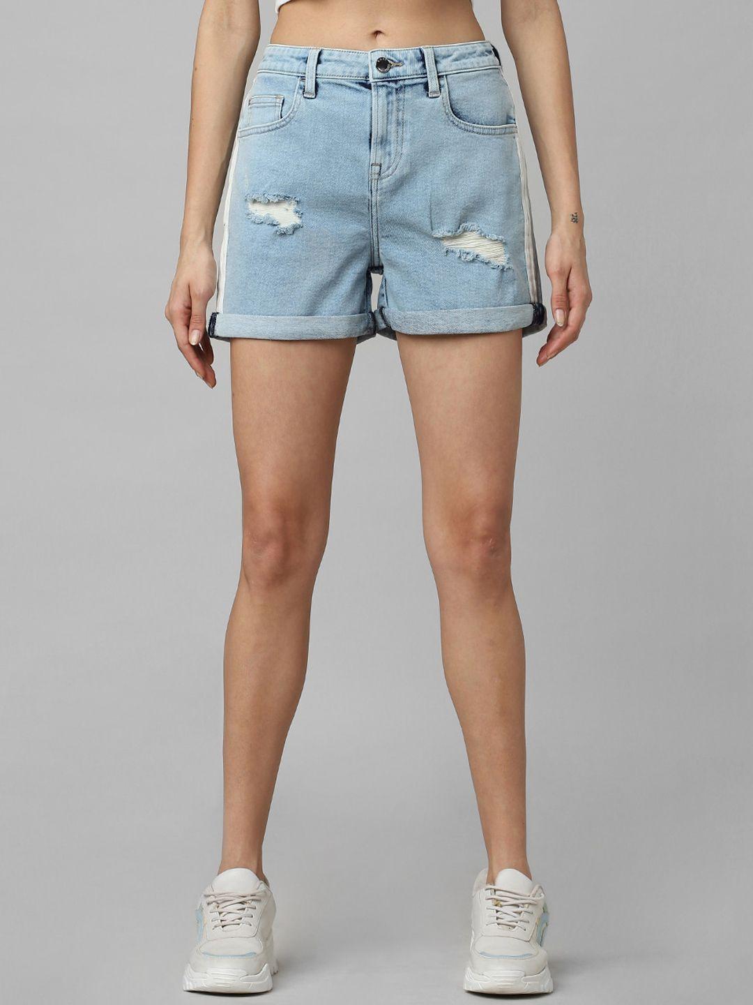 only-women-mid-rise-midly-distressed-washed-denim-shorts