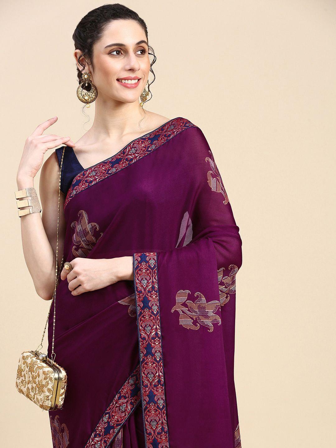 here&now-floral-sequinned-silk-blend-saree