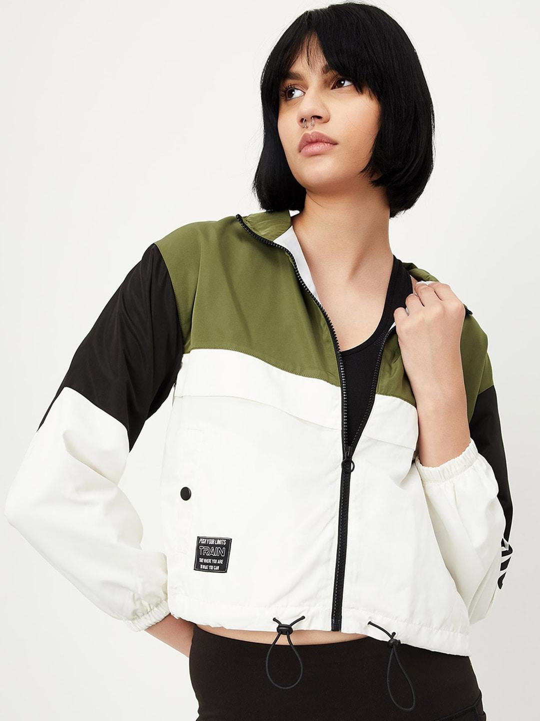 max-colourblocked-mock-collar-crop-open-front-jacket