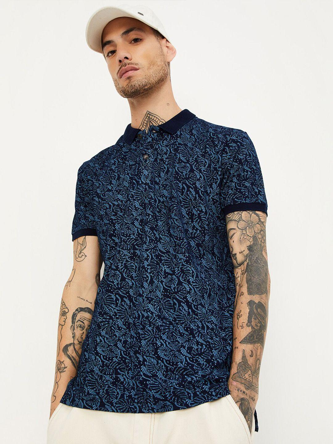 max-floral-printed-polo-collar-short-sleeves-cotton-regular-t-shirt