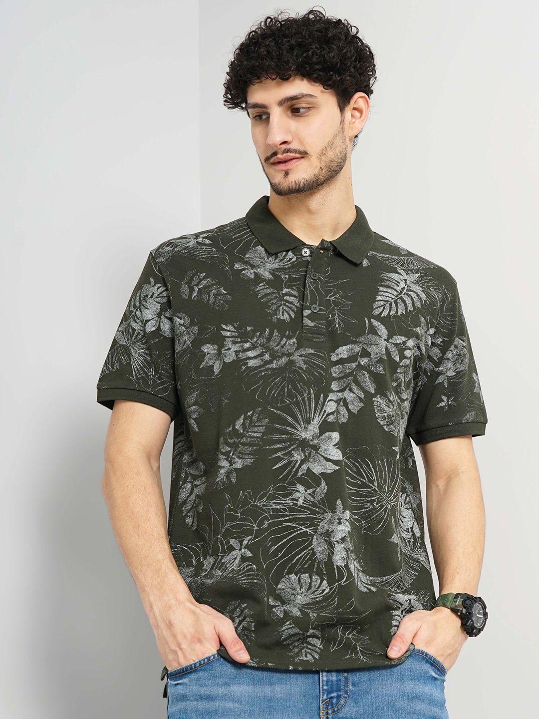 celio-floral-printed-polo-collar-cotton-t-shirt