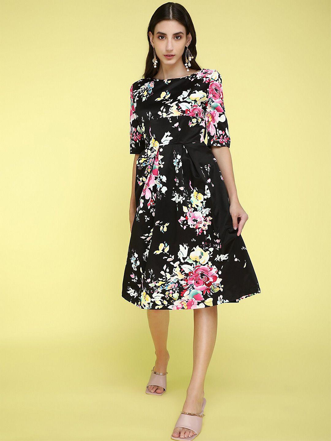 lulu-&-sky-floral-printed-boat-neck-fit-&-flare-knee-length-dress
