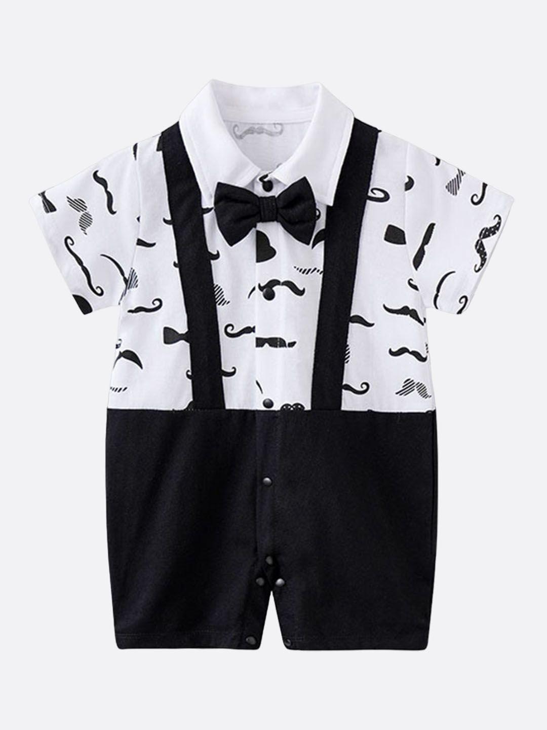 stylecast-black-infant-boys-printed-cotton-rompers
