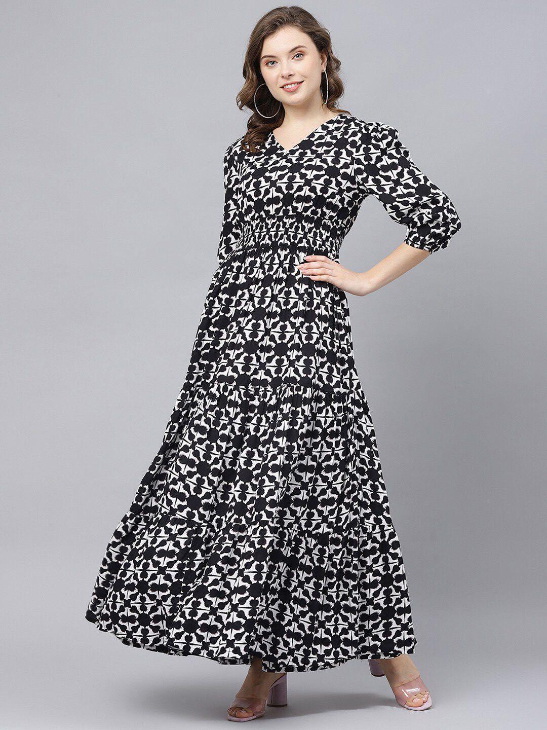 deebaco-printed-v-neck-tiered-fit-&-flare-maxi-dress