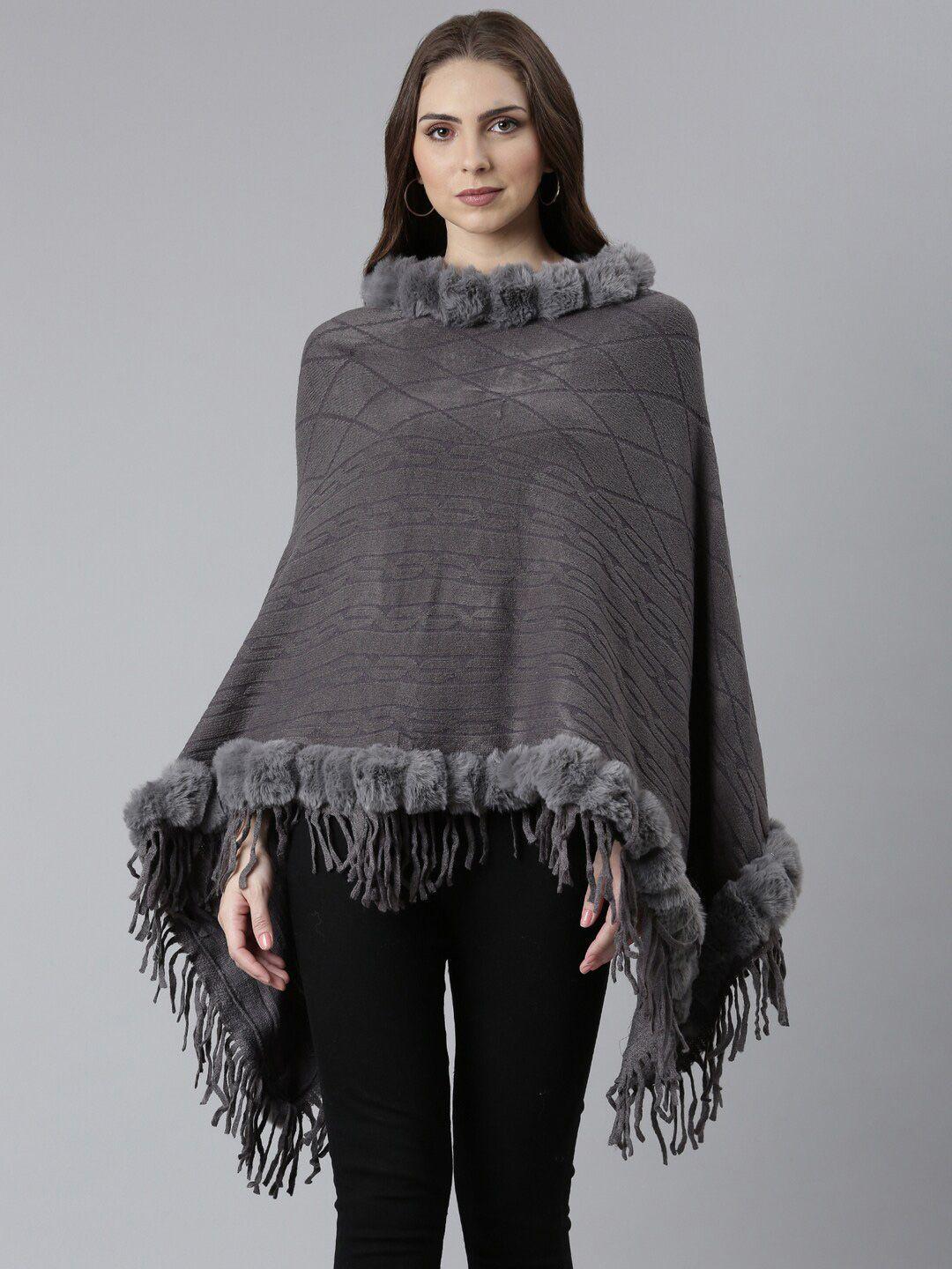 showoff-self-design-poncho-with-fringed-detail