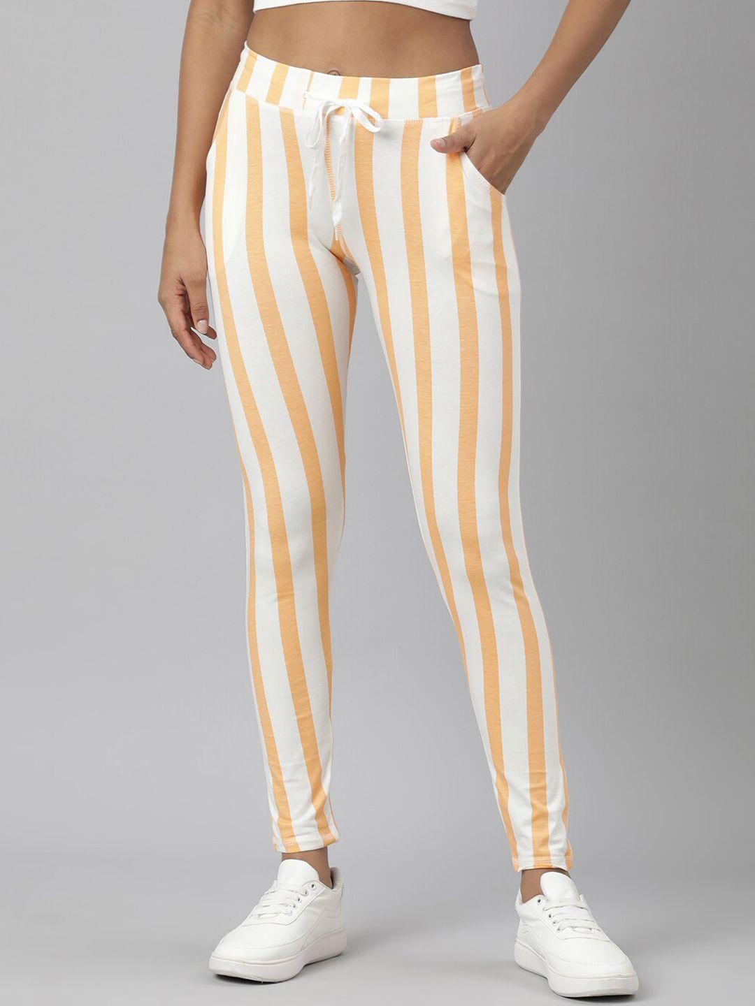 showoff-women-slim-fit-striped-track-pant