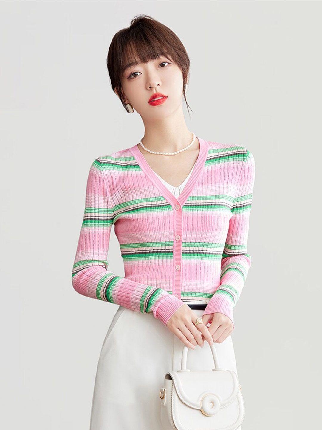 jc-collection-striped-v-neck-long-sleeve-button-detail-cardigan-sweater