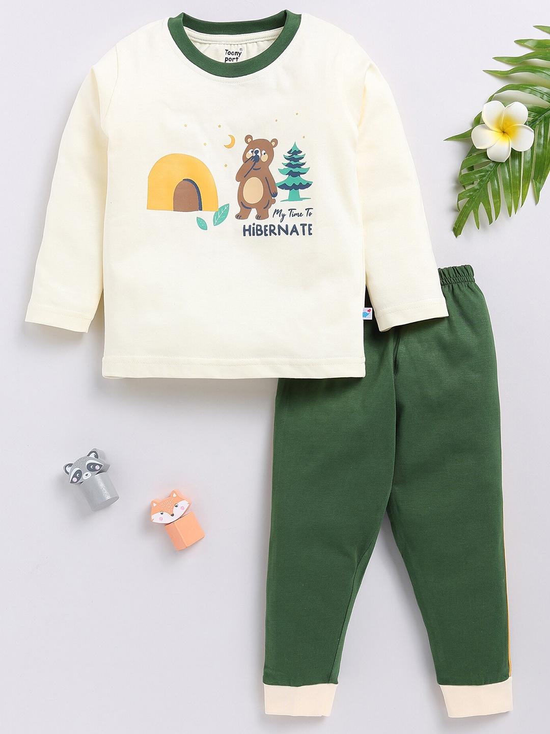 toonyport-kids-printed-round-neck-long-sleeves-pure-cotton-t-shirt-with-trousers
