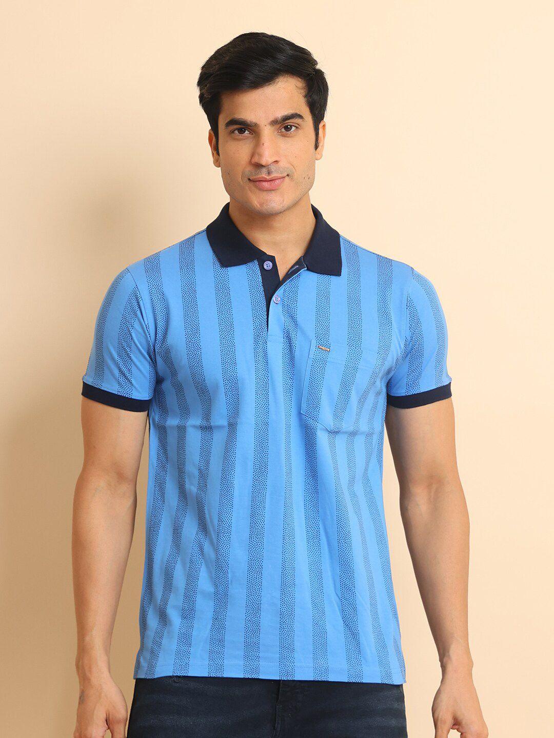 berry-blues-geometric-printed-polo-collar-short-sleeves-cotton-t-shirt