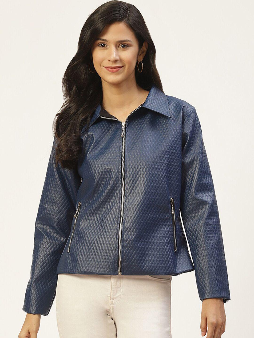 baesd-spread-collar-geometric-self-design-lightweight-leather-jacket