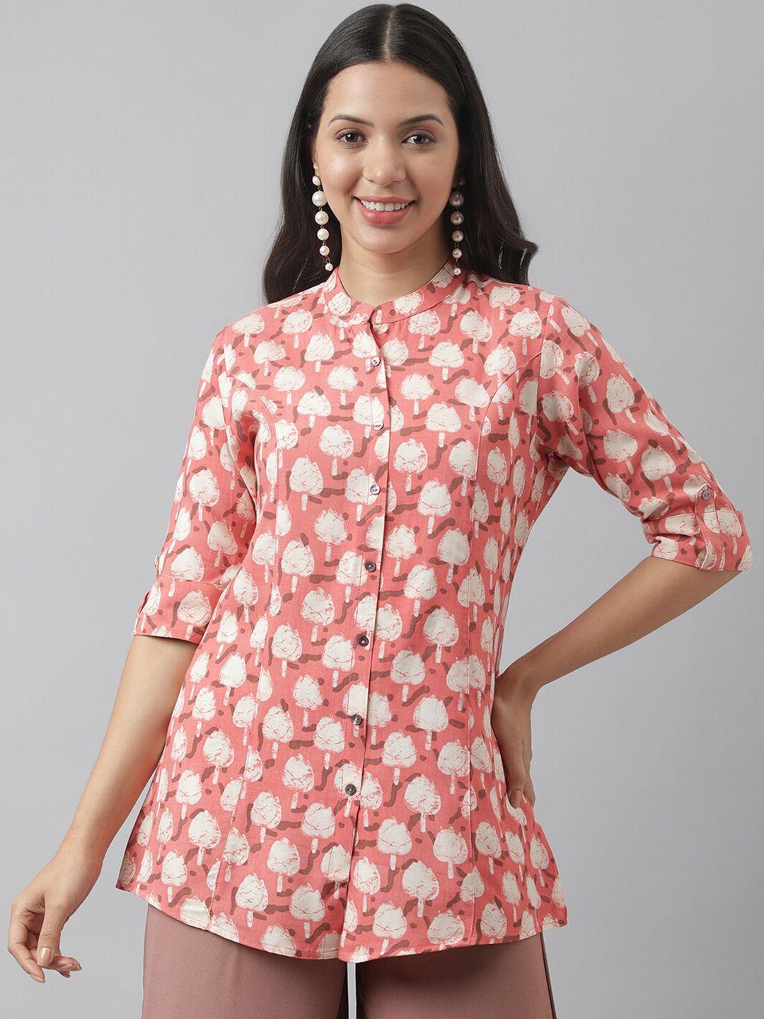 kalini-floral-printed-mandarin-collar-roll-up-sleeves-longline-shirt-style-top