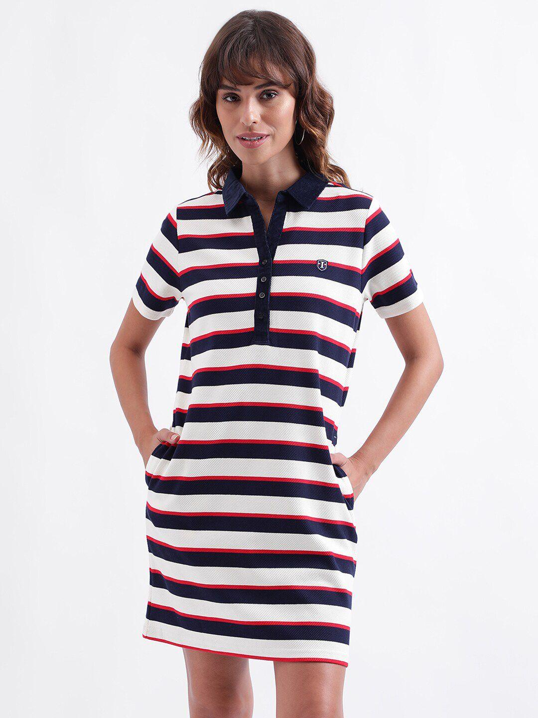 iconic-striped-shirt-collar-t-shirt-mini-dress