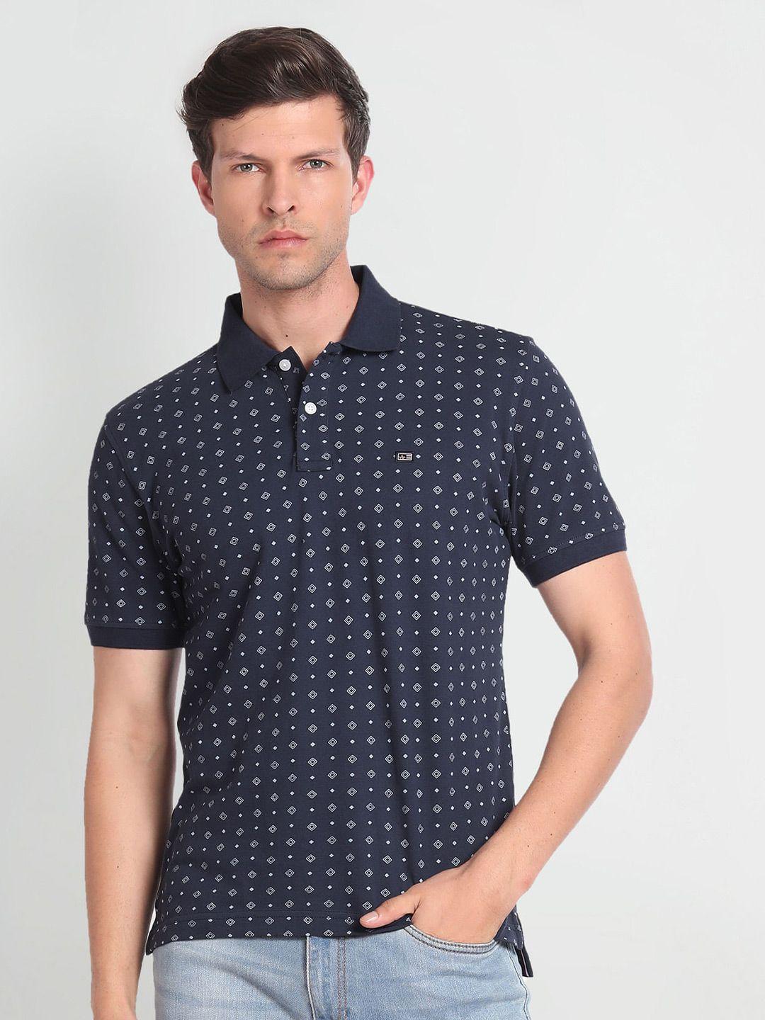 arrow-sport-geometric-printed-polo-collar-pure-cotton-t-shirt