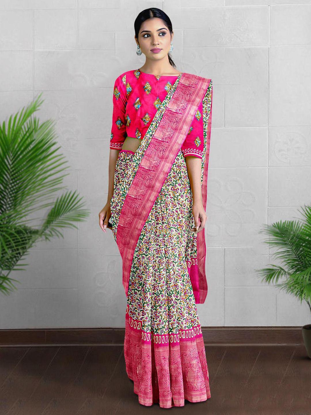 kalamandir-floral-printed-zari-saree