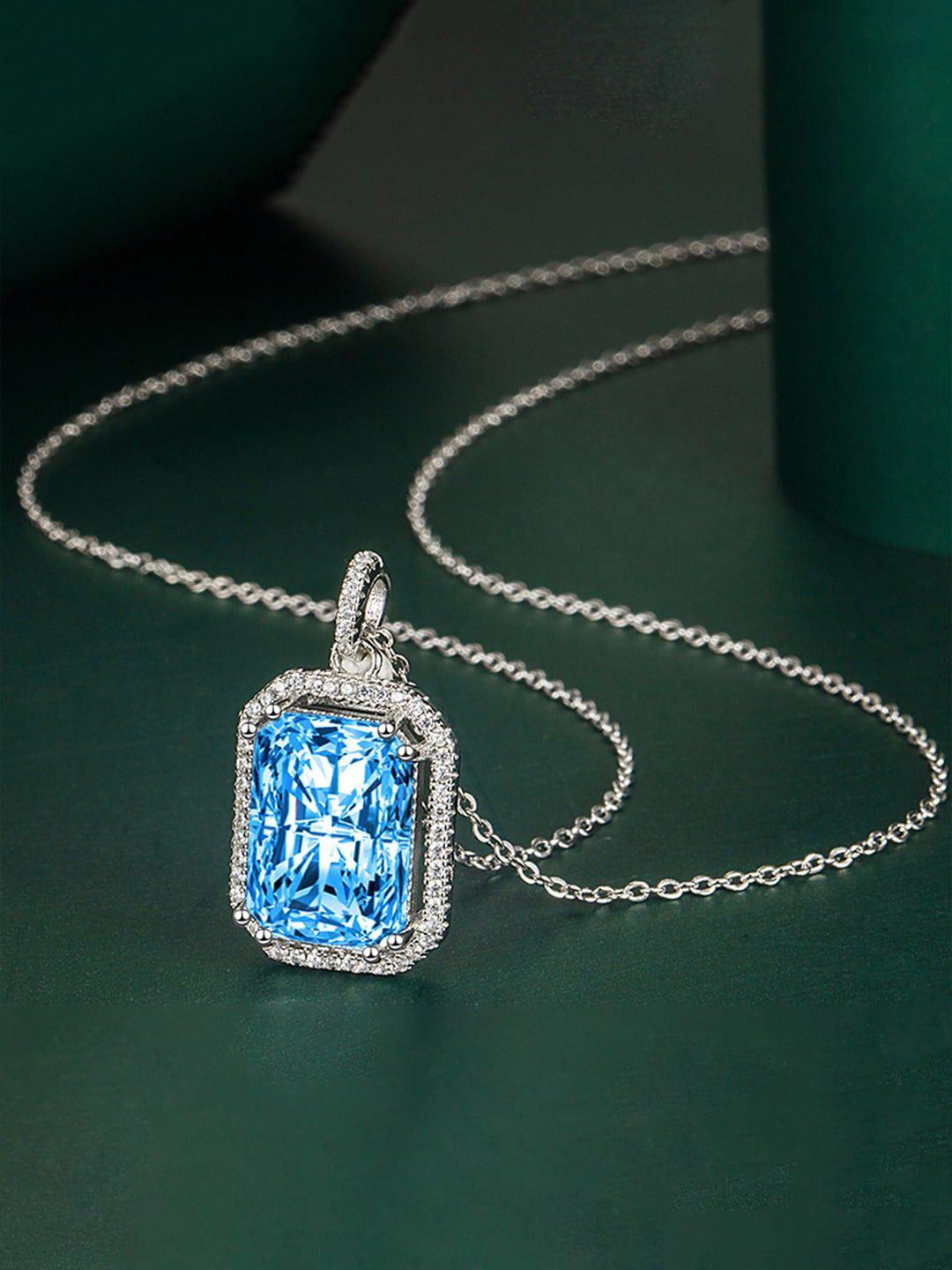 designs-&-you-silver-plated-cubic-zirconia-&-rectangular-charm-pendant-with-chain