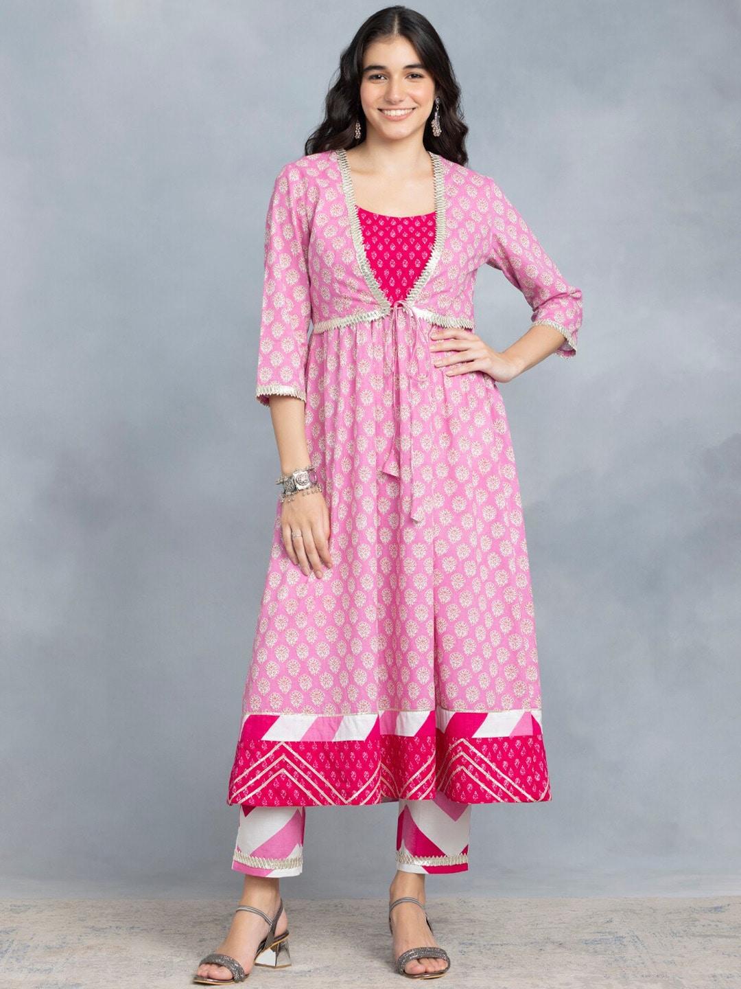 shaye-ethnic-motifs-printed-regular-gotta-patti-pure-cotton-kurta-with-trousers