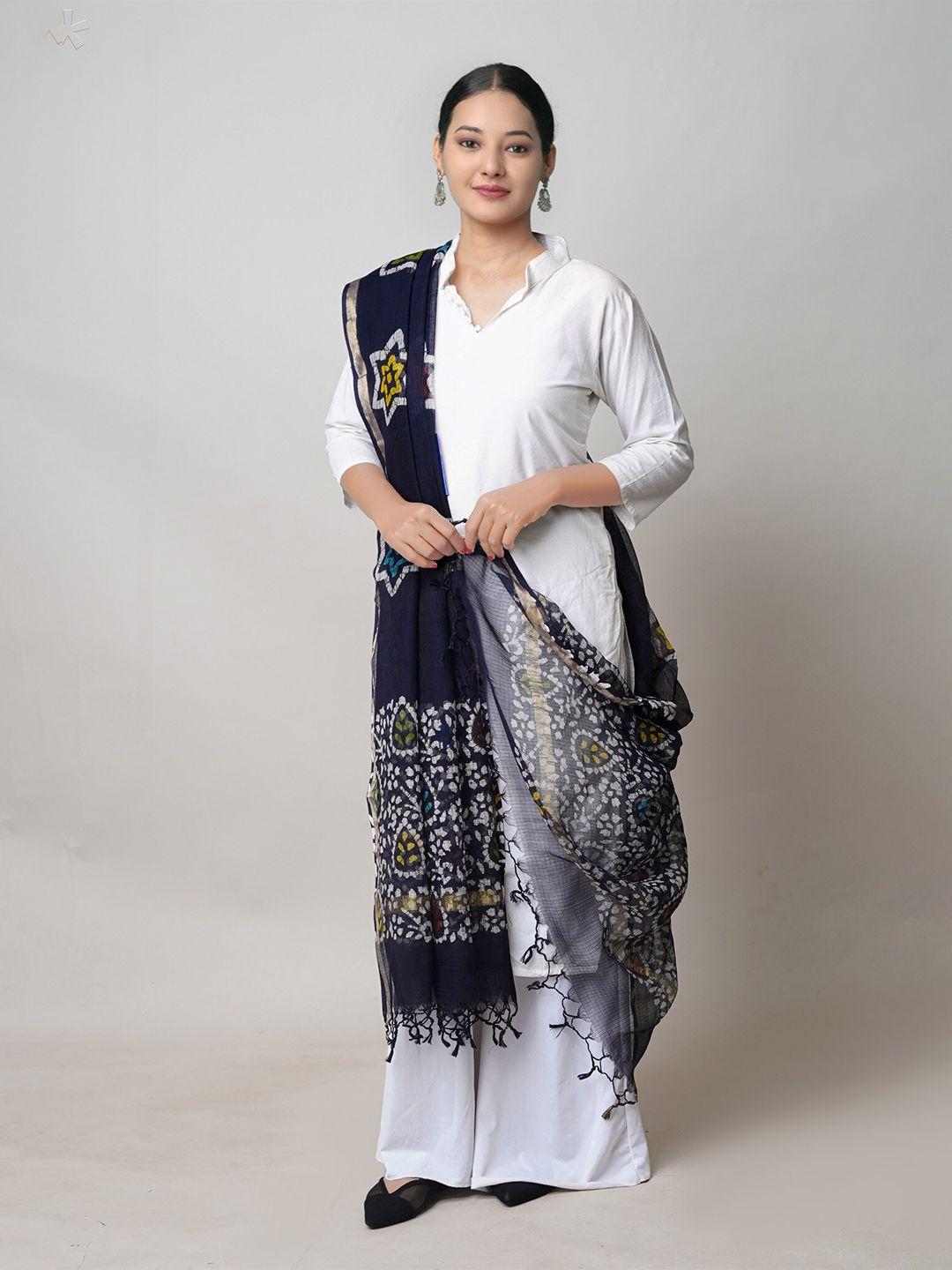 unnati-silks-ethnic-motifs-printed-pure-cotton-batik-dupatta-with-zari