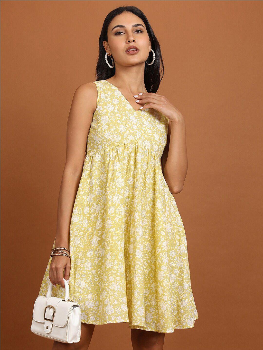 vishudh-yellow-floral-printed-a-line-dress