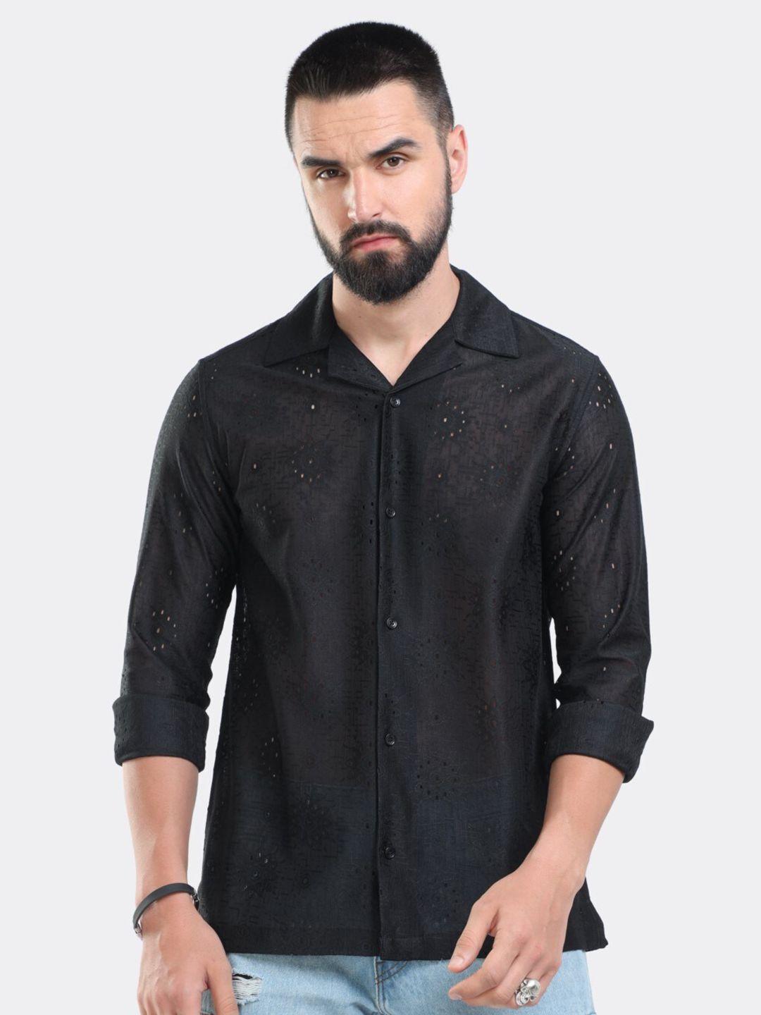 badmaash-slim-fit-self-design-cuban-collar-long-sleeves-casual-shirt